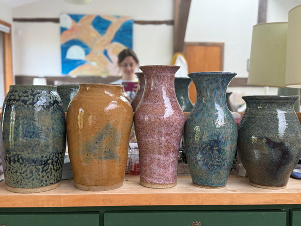Large mottled blue green vase